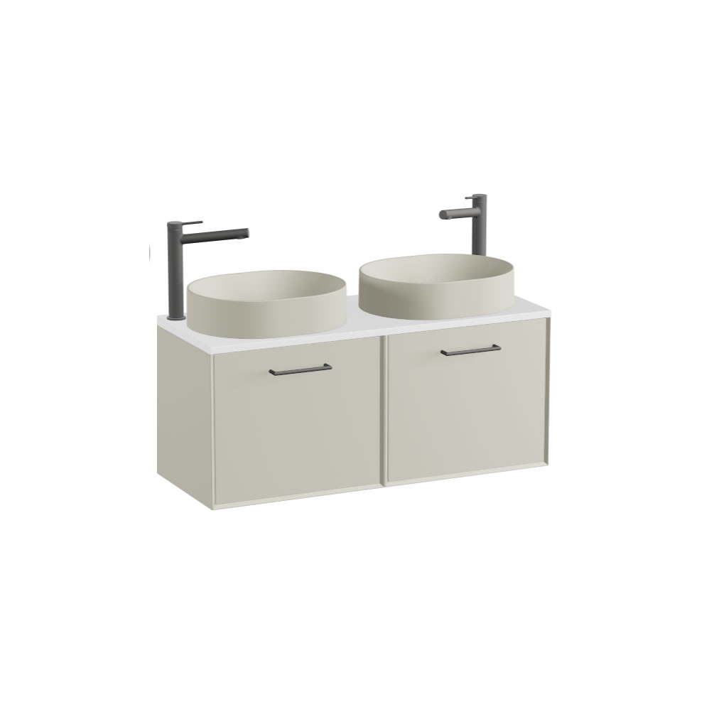 Vado Safari Smooth 1000mm Cashmere Wall Hung Vanity Unit & Gloss White Worktop